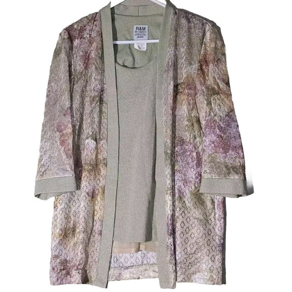 R&M Richards Karen Kwong Pink Pastel Floral Jacket Women's Size 10P Petites VTG - Picture 1 of 12